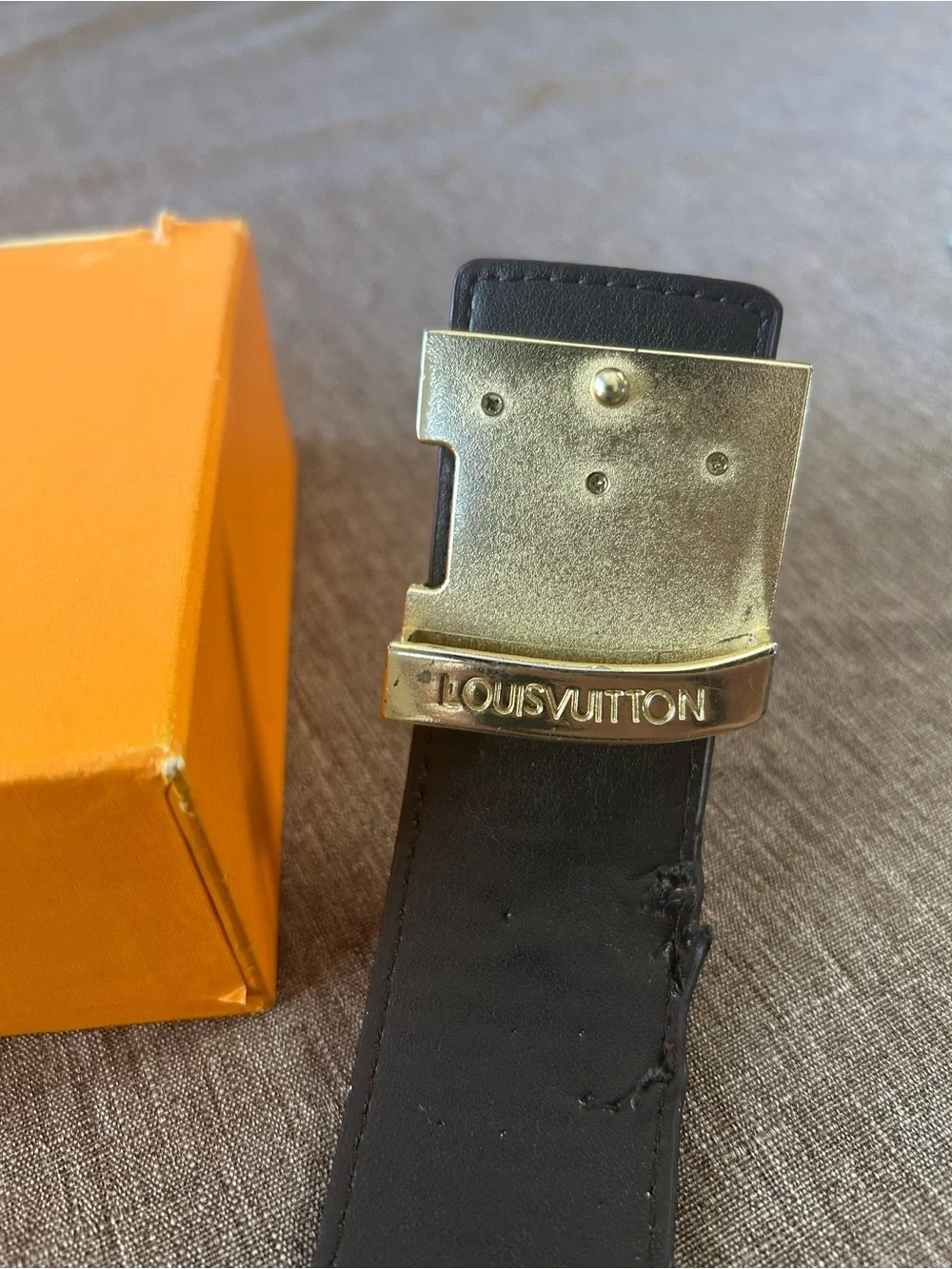 Louis Vuitton Brown Damier Canvas LV Logo Belt